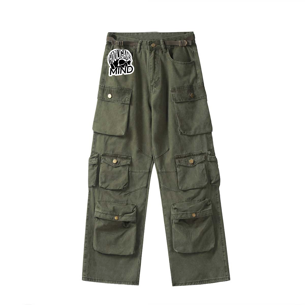 Hooligans Mind "Stash" Tactical Cargo Pants – Black Baggy Fit Work Pants
