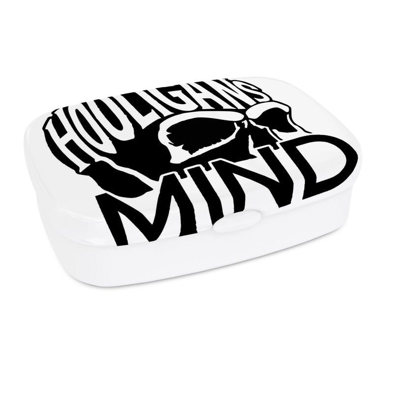 White rectangular container with black text 'Hooligans Mind' on a white background