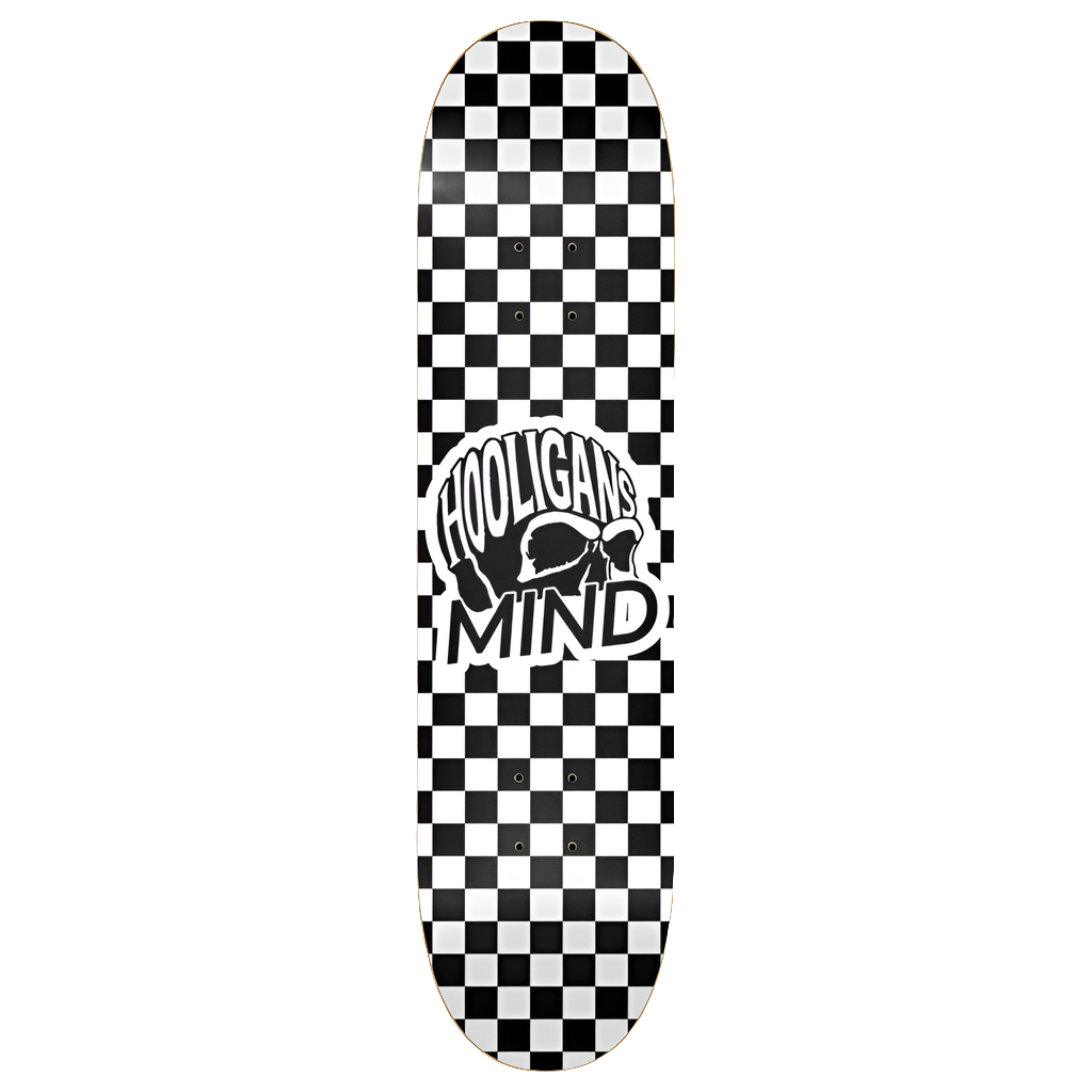 8" Hooligans mind checker white Skateboard deck