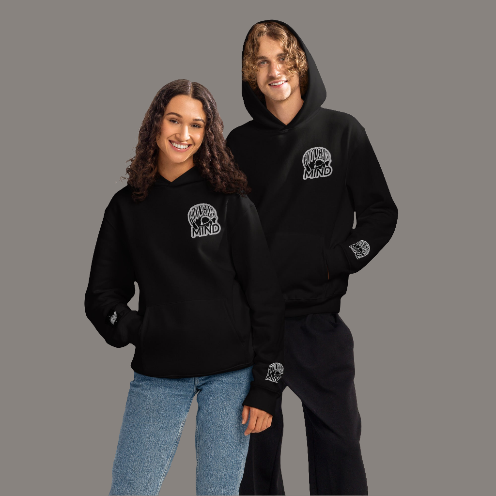 Hooligans mind manifest oversized heavyweight comfort hoodie hooligans mind logo 