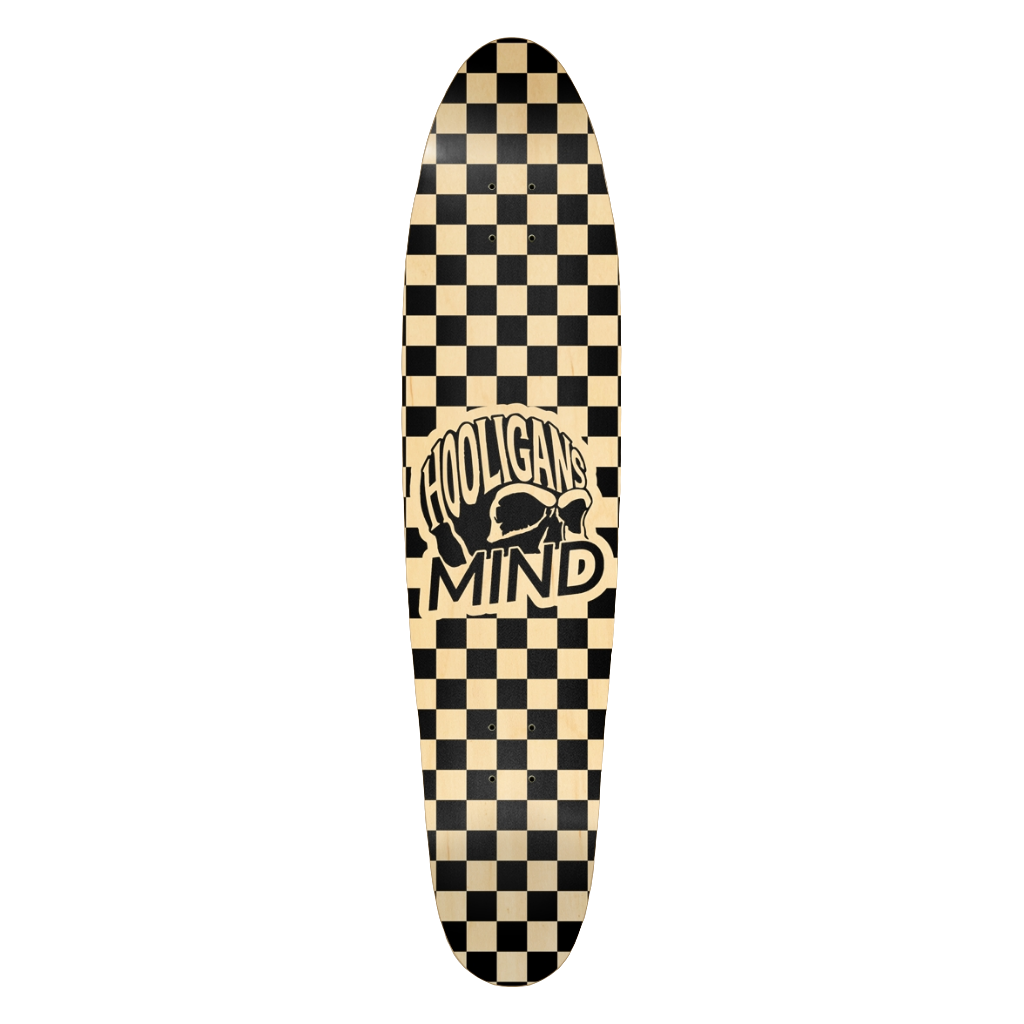 9.125" Hooligans mind natural checker Longboard skate deck