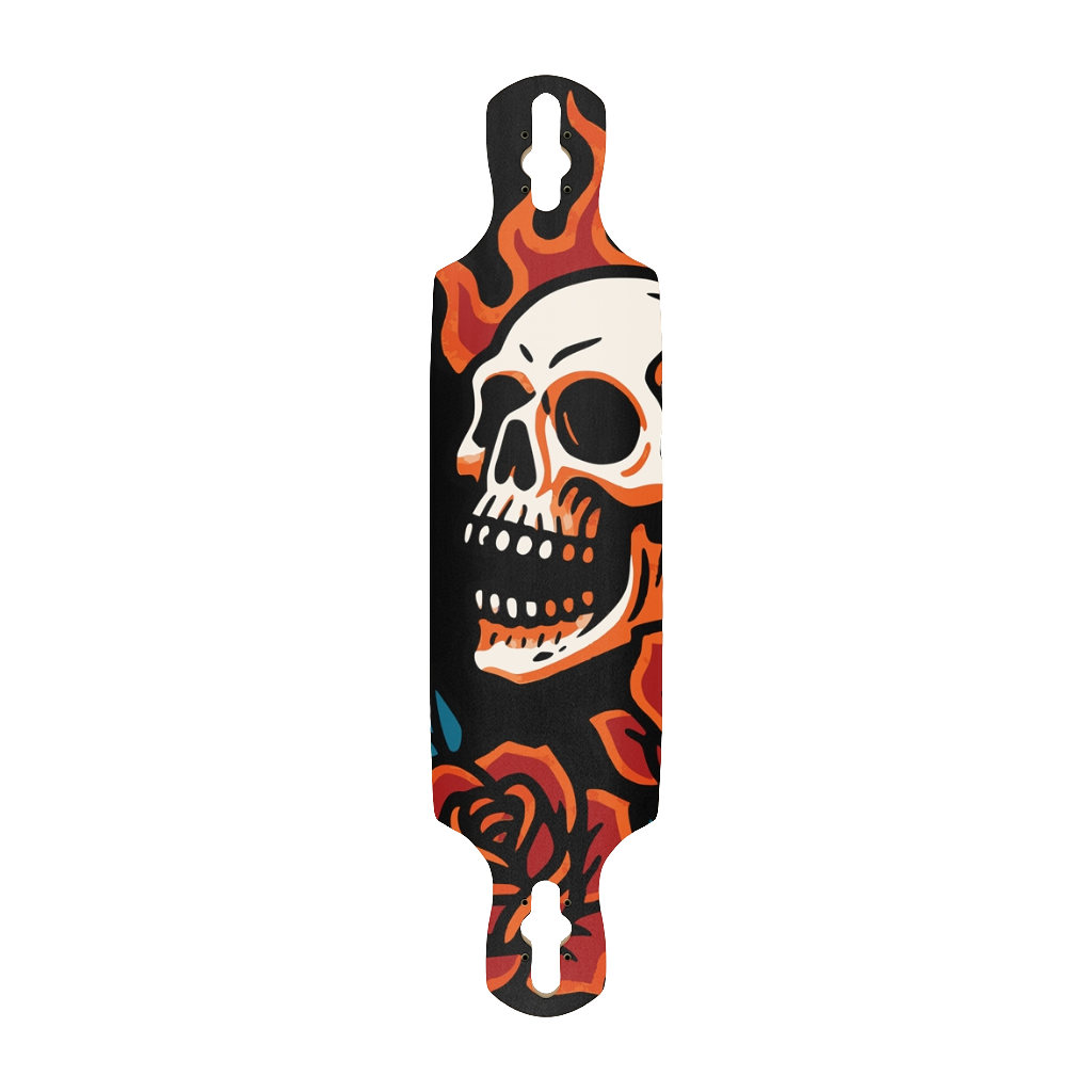 9" Roses for the dead longboard drop through longboard deck