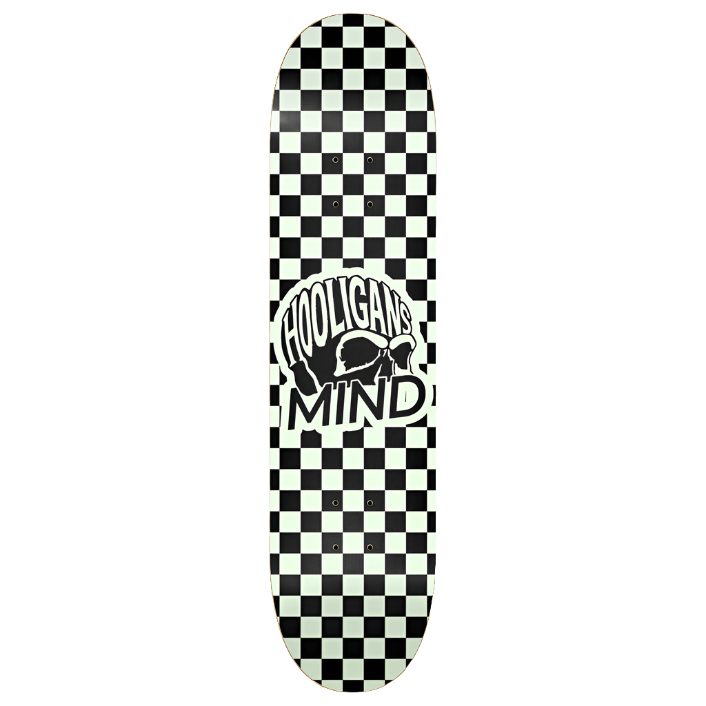 8" Hooligans mind checker glow in the dark Skateboard deck
