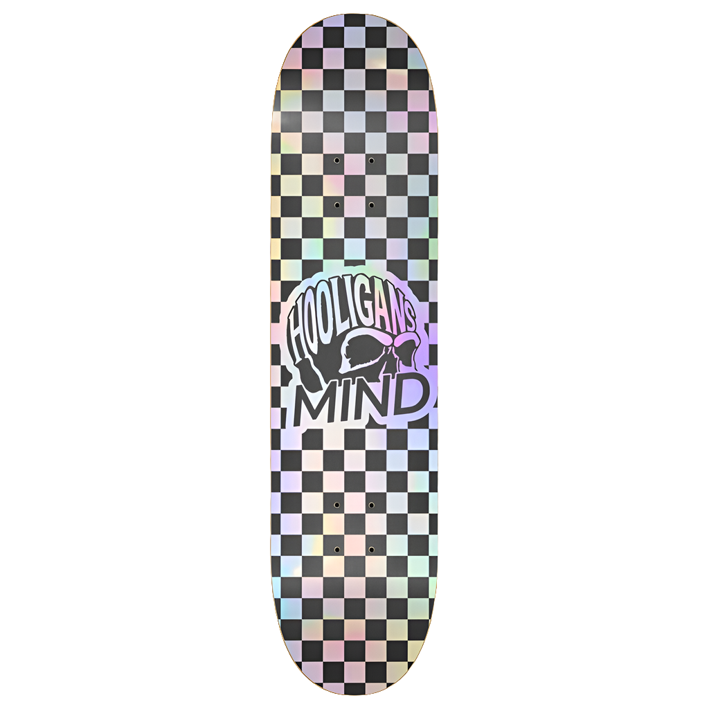 8" Hooligans mind holographic checker Skateboard deck