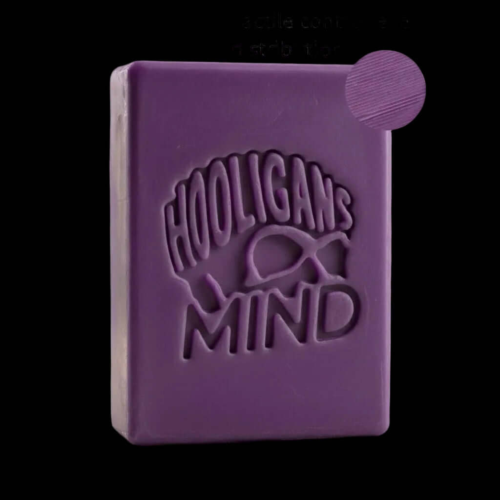 Violet of wax with 'Hooligan's Mind' text on a black background